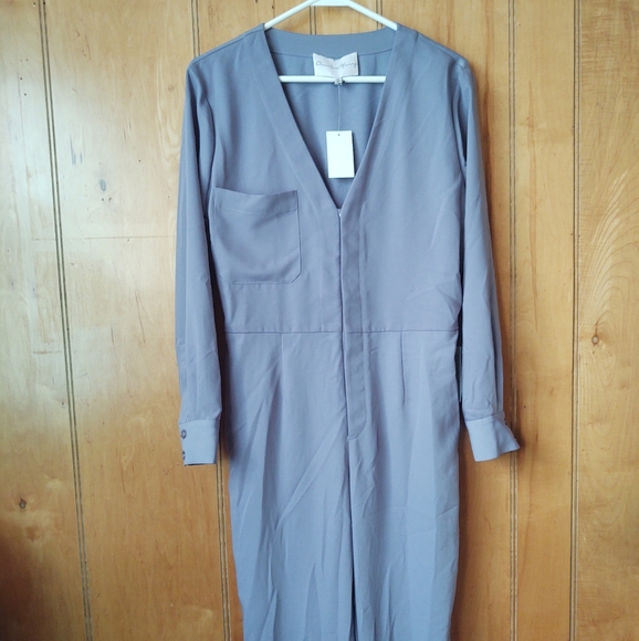 charles henry women's jumpsuit Gray V-neck | button down size XS - Picture 3 of 13